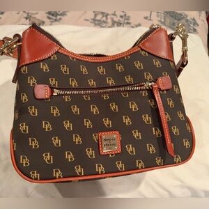 Dooney & Bourke Brown and Red Logo Crossbody